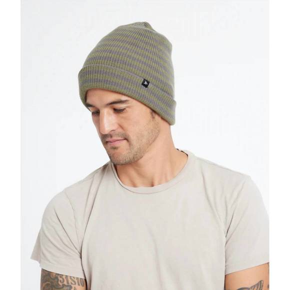 NEW KNOWN SUPPLY men jagger beanie in army/charcoal - Picture 2 of 2